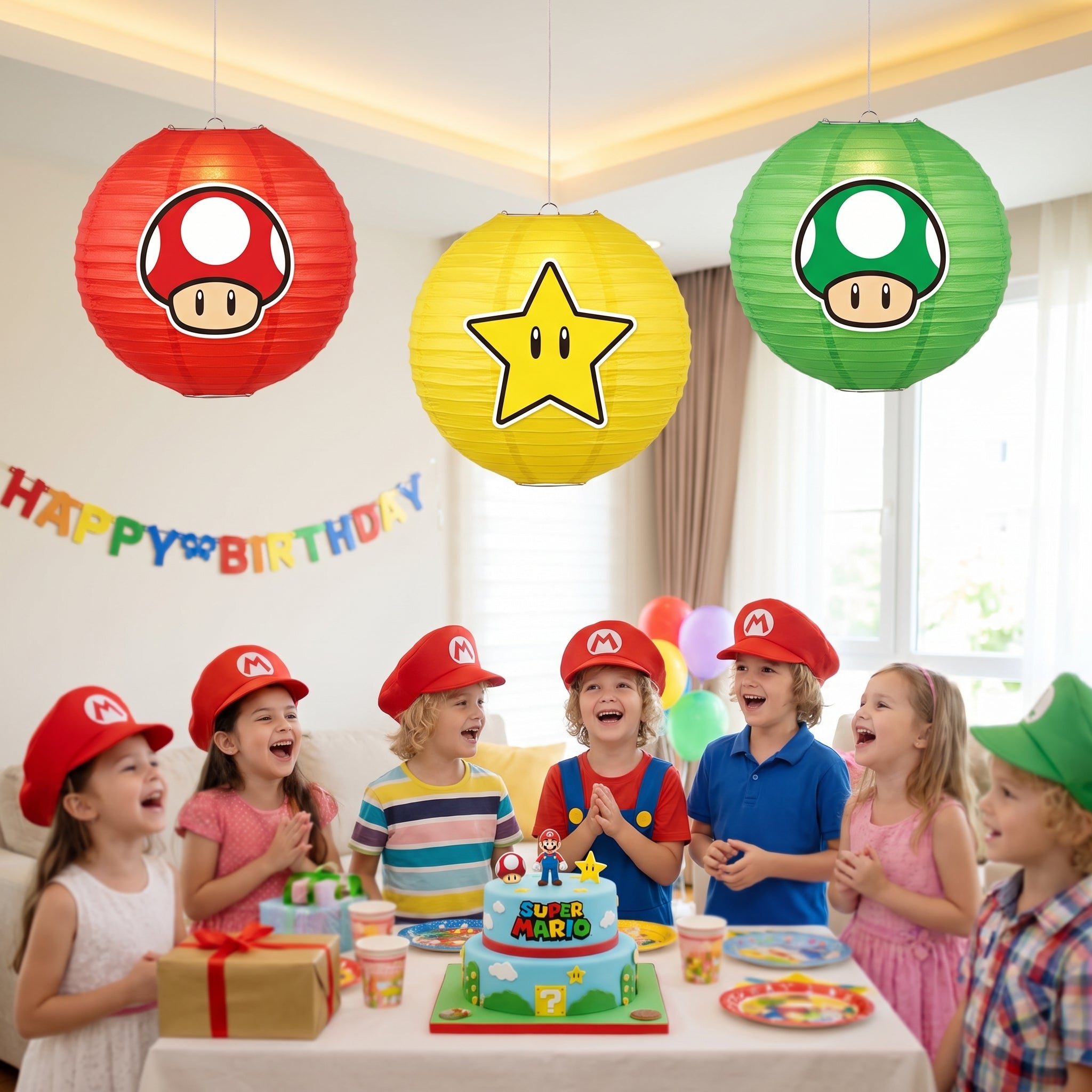 Nintendo Super Mario Bros Paper Lantern Decorations, 9.5-Inch, 3-Pack