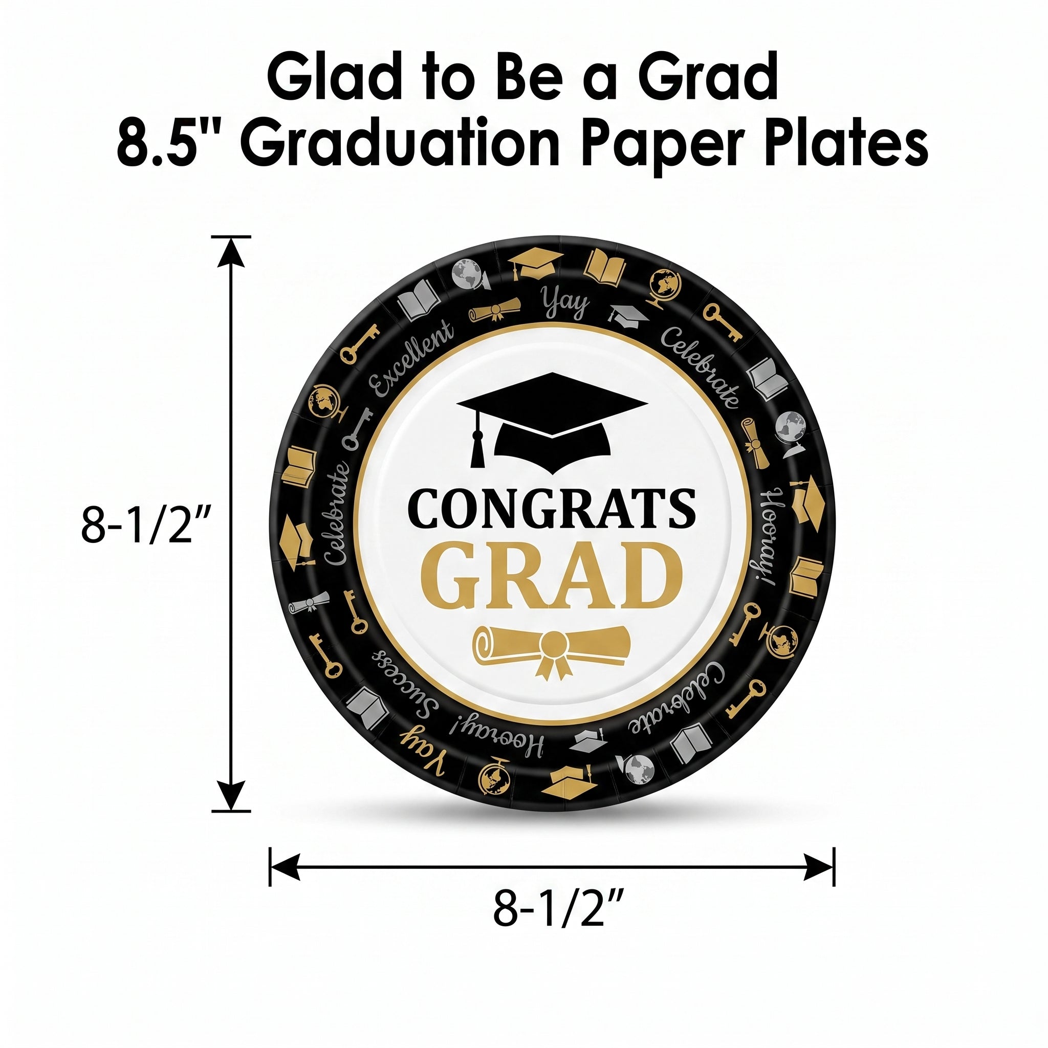 Glad to Be a Grad 8.5" Graduation Paper Plates