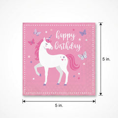 Enchanting Unicorn Birthday Beverage Napkins - 5 In. X 5 In.