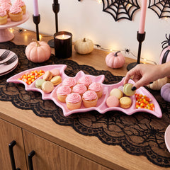 Pastel Pink Bat Platter - Halloween Serveware
