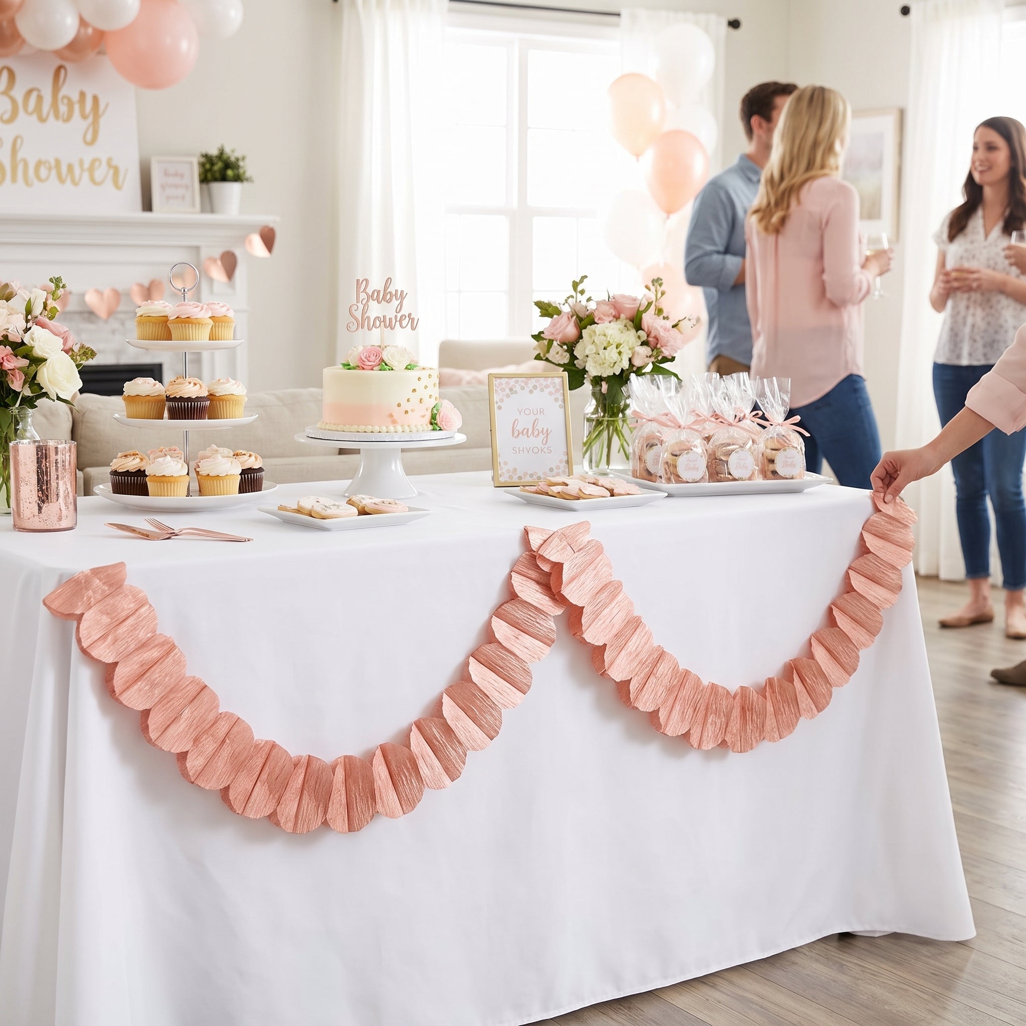 Rose Gold Tissue Paper Garland - 9ft
