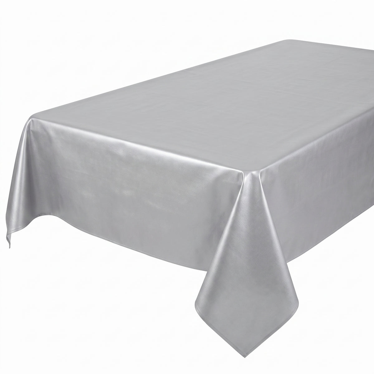 Silver Flannel-Backed Vinyl Tablecover - 52" x 90"