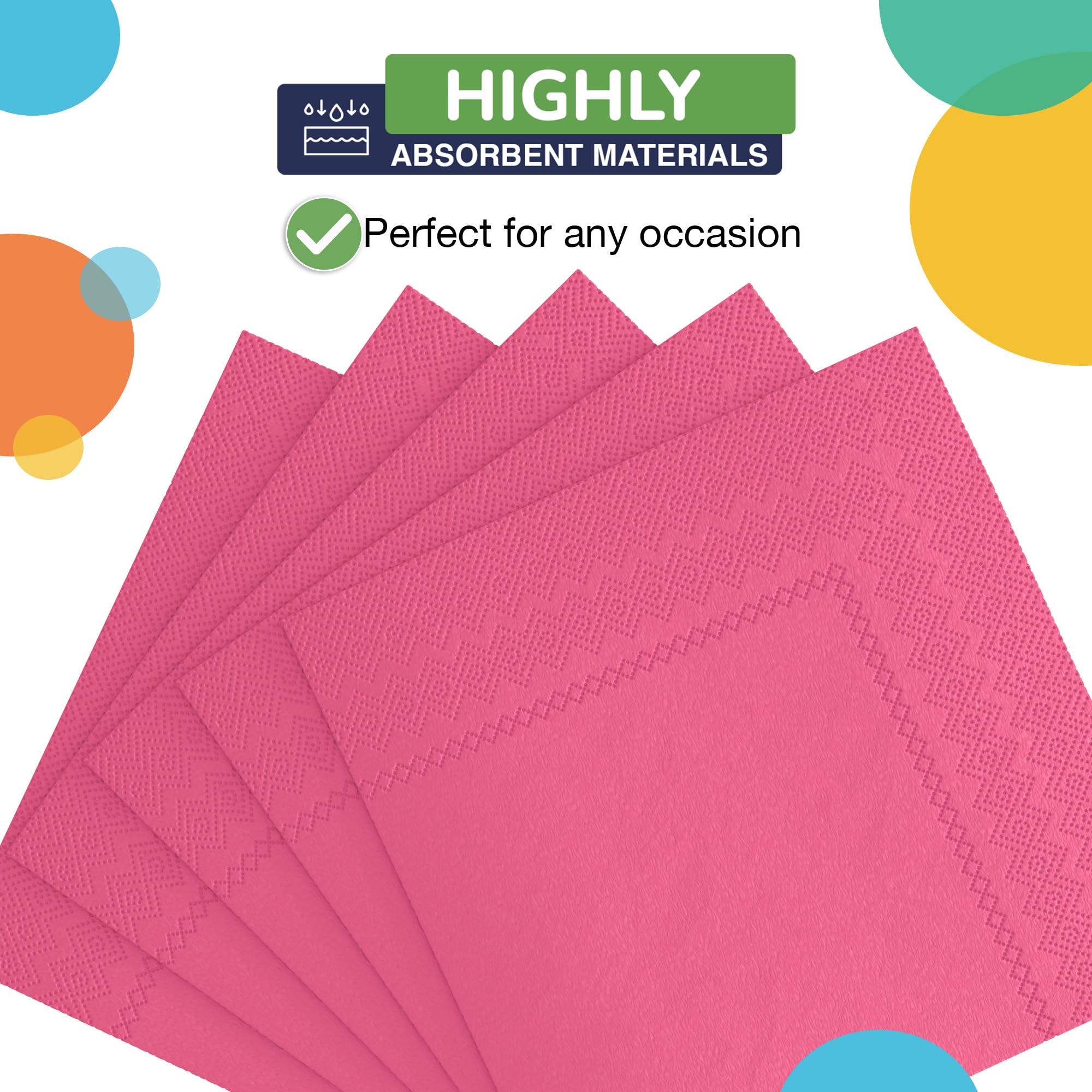 Hot Pink Beverage Napkins | Case of 3600