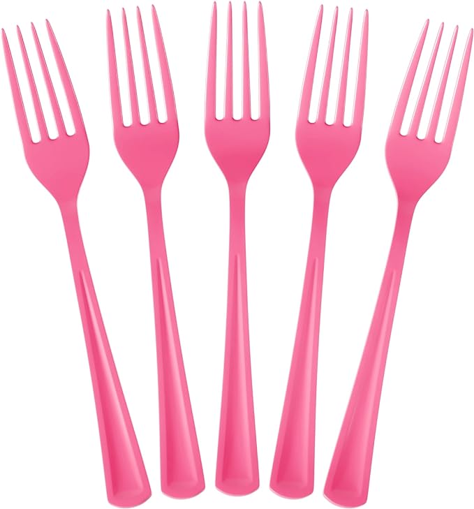 Heavy Duty Cerise Plastic Forks | 100 Count