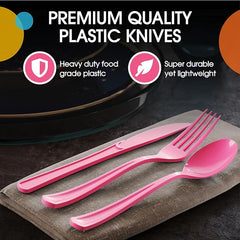 Heavy Duty Cerise Plastic Knives | 100 Count