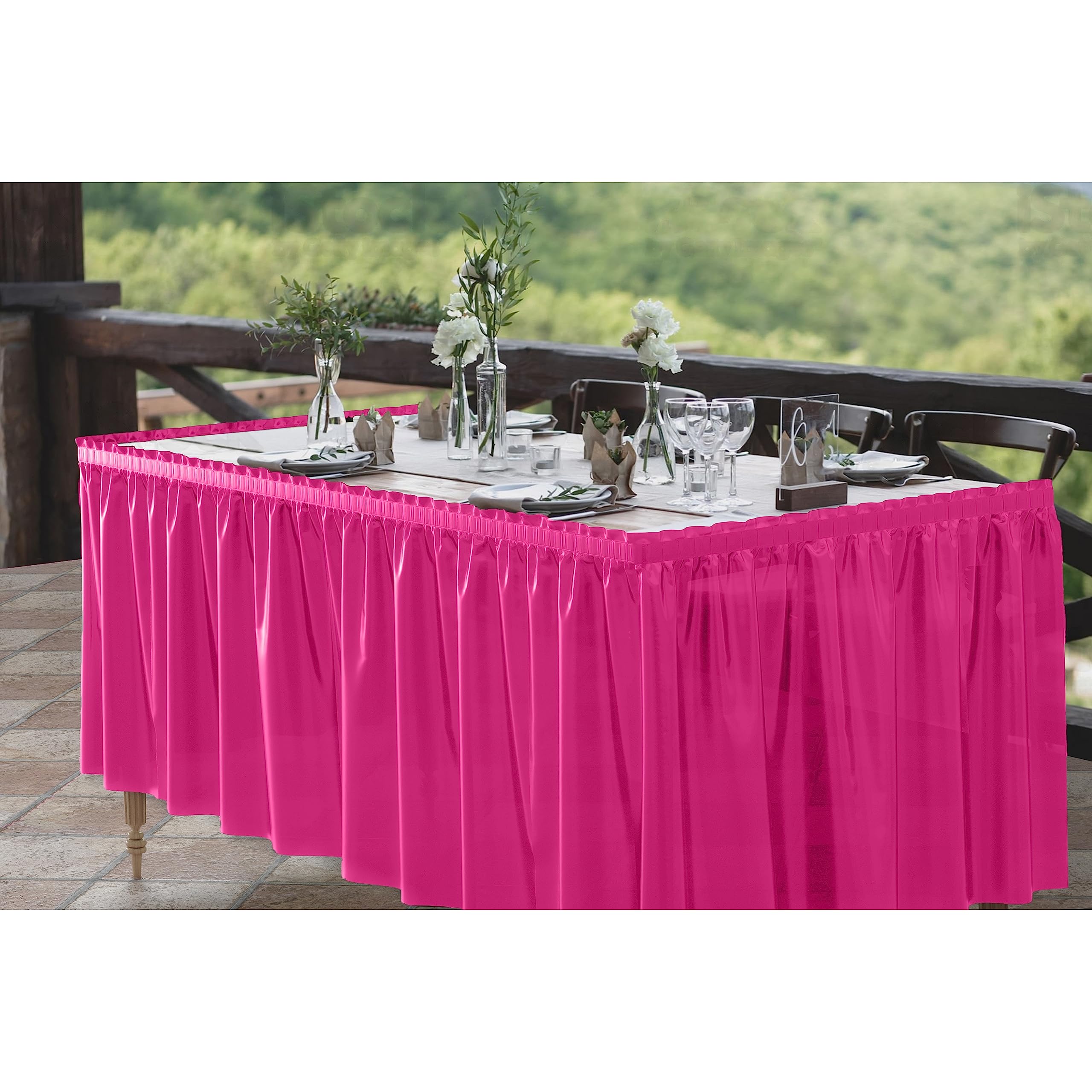 Cerise Plastic Table Skirt