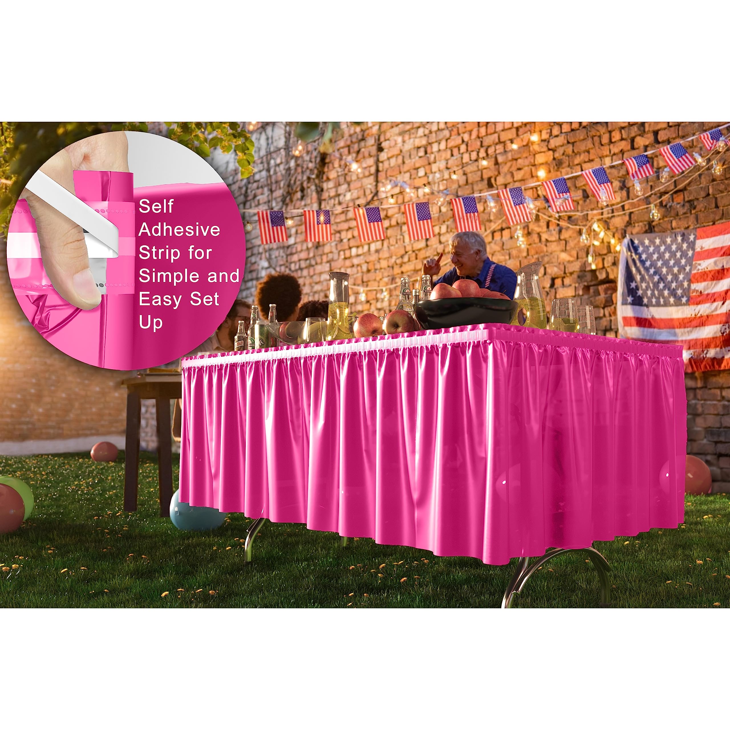 Cerise Plastic Table Skirt