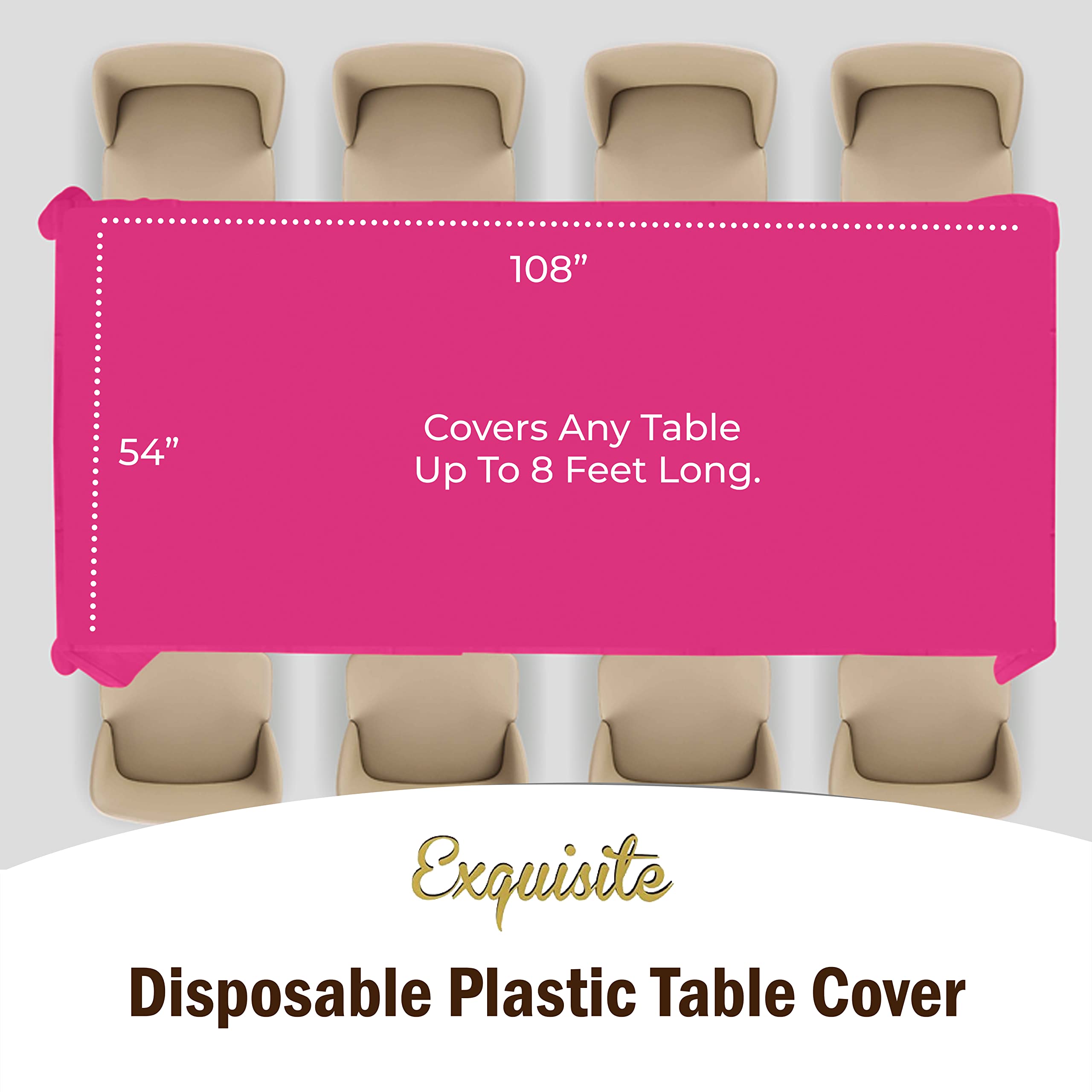 Cerise Plastic Table Covers | 6 Pack