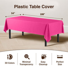 Cerise Plastic Table Covers | 12 Pack