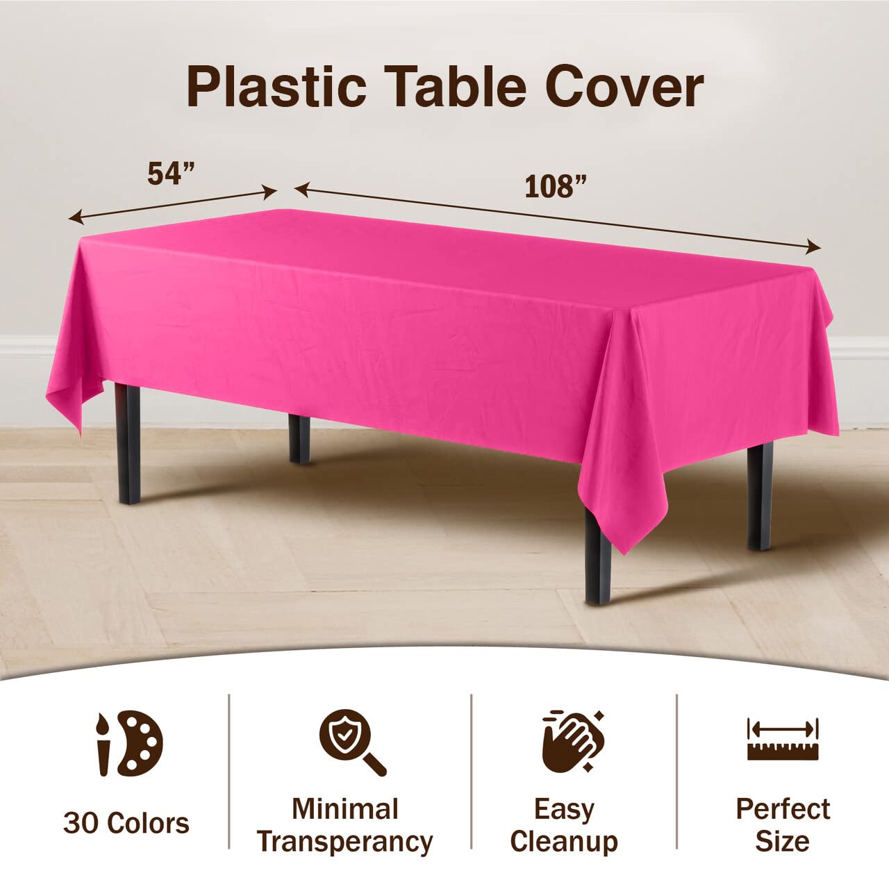 Cerise Plastic Table Covers | 6 Pack