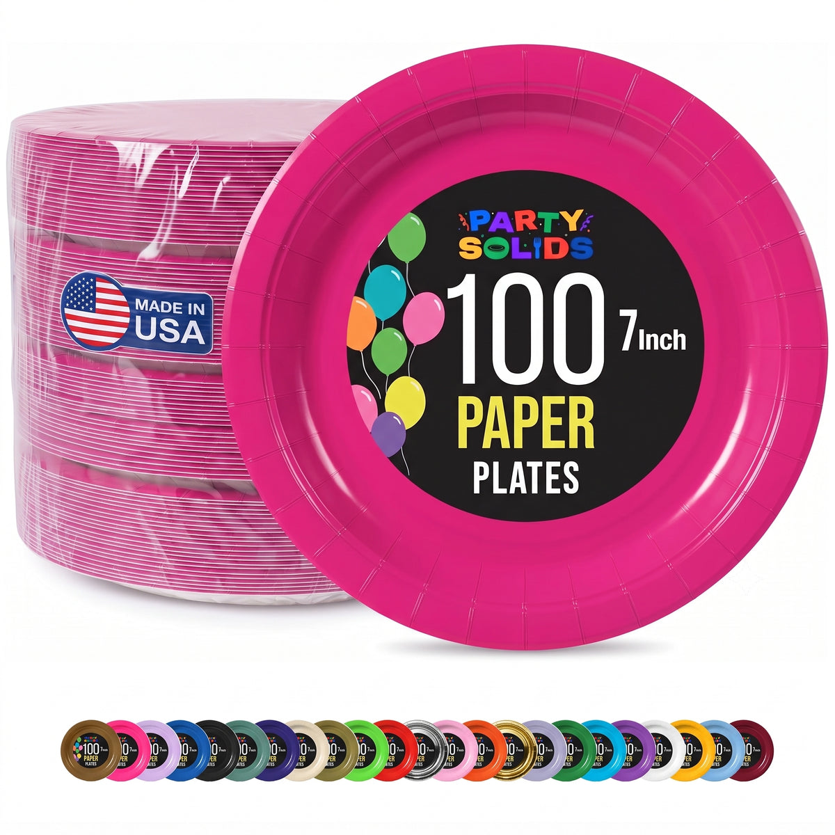 7 in. Cerise Paper Plates | 100 Count