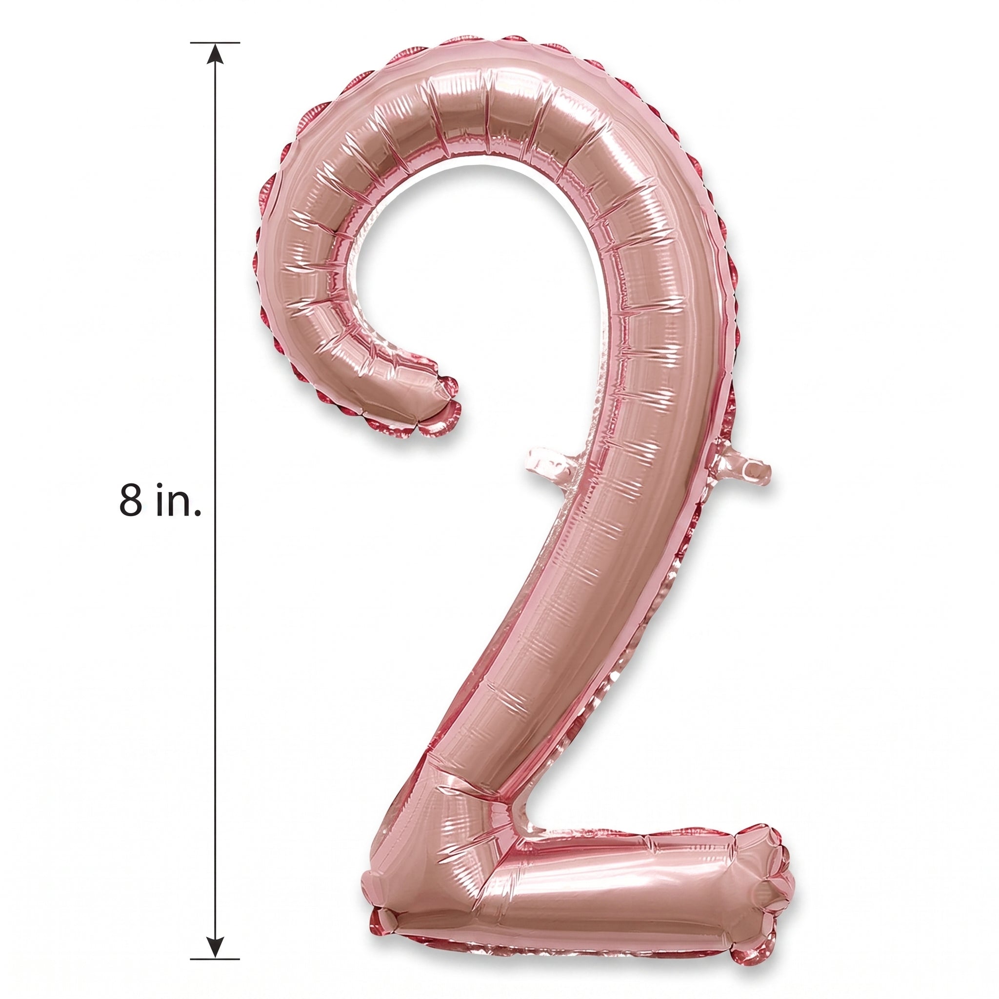 Rose Gold Script Number 2 Balloon - 8-Inch Foil Air-Filled