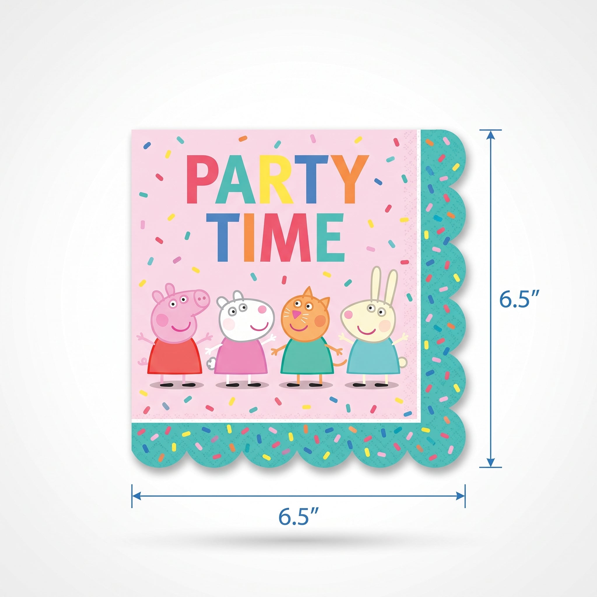 Peppa Pig Party Time Scalloped Lunch Napkins - 6.5 In. x 6.5 In. - 16 CT