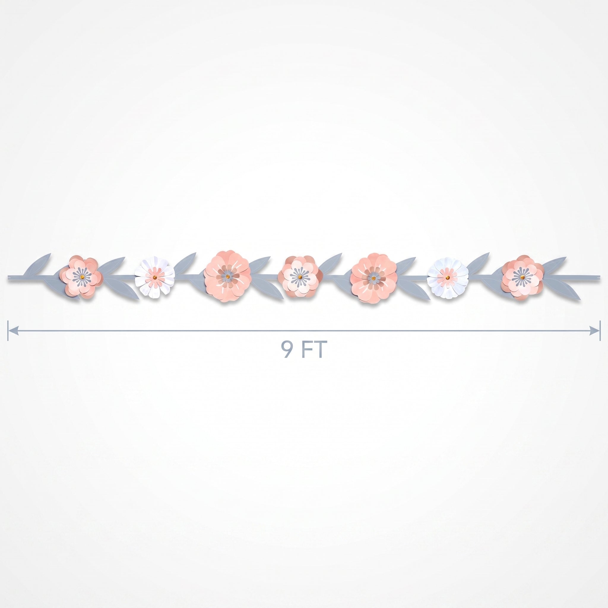 Rose Gold Floral Garland Decoration - 9 ft