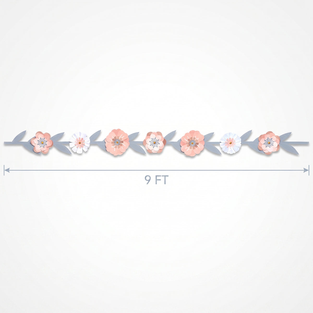 Rose Gold Floral Garland Decoration - 9 ft
