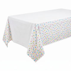 Spa Party Polka Dot Plastic Table Cover, 54" x 96" for Kids Birthday