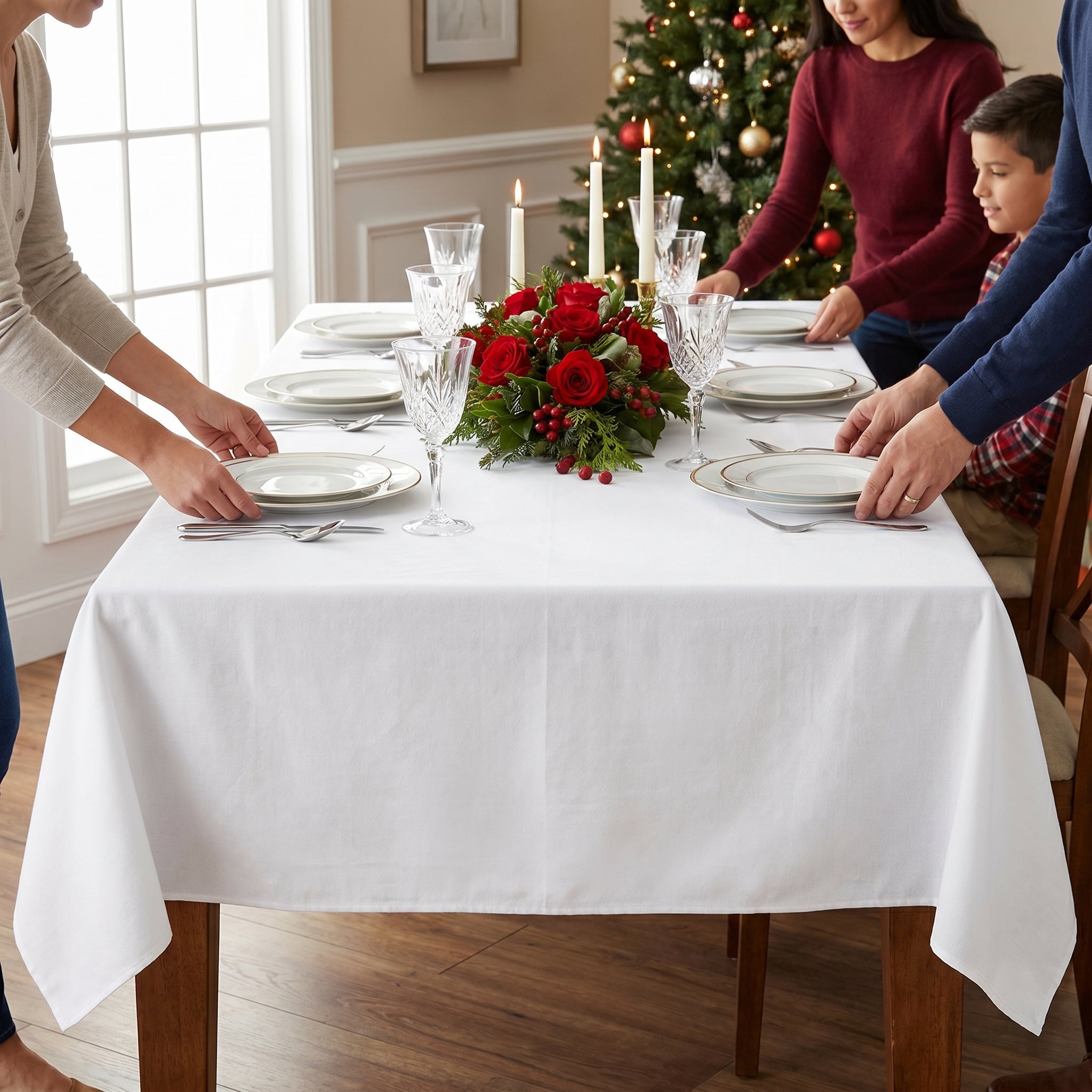 Elegant White Flannel Back Table Cover