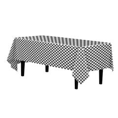 Black/White Checkered Plastic Table Covers | 6 Pack