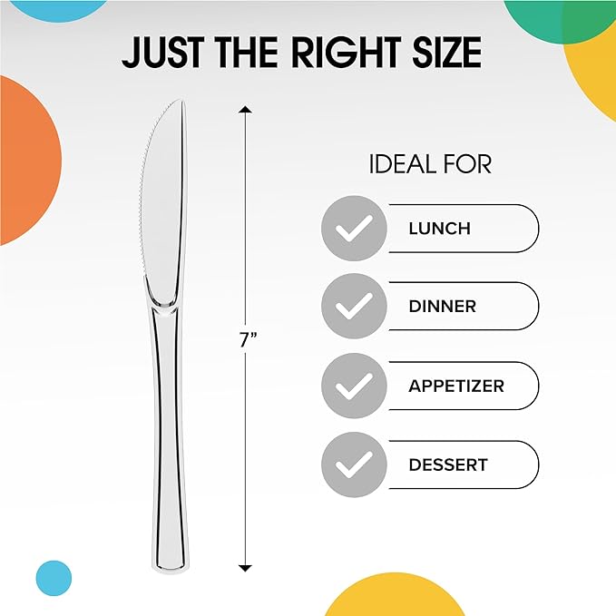 Unleashed - Heavy Duty Clear Plastic Knives | 50 Count