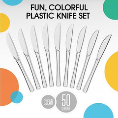 Little Gym - Heavy Duty Clear Plastic Knives | 50 Count