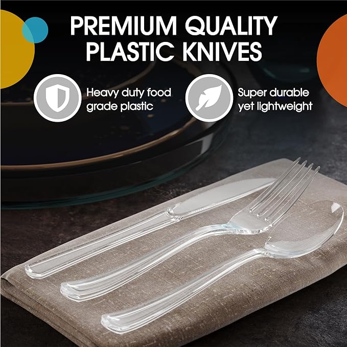Unleashed - Heavy Duty Clear Plastic Knives | 50 Count