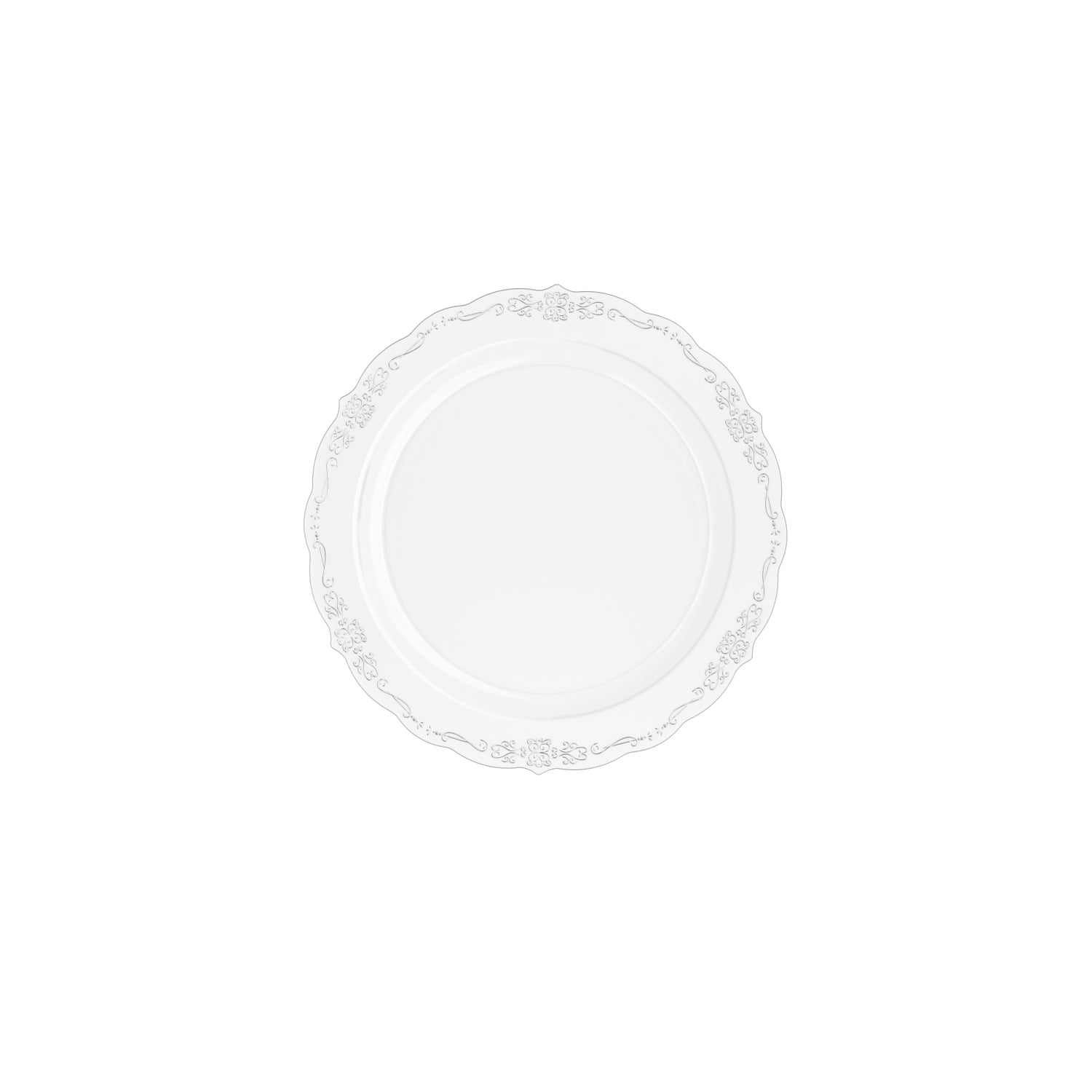 7.5 In. Clear Victorian Design Plates | 20 Count