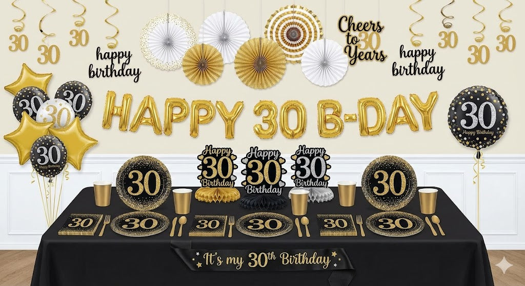 30th Birthday Party Deluxe Kit - For 8 Guests
