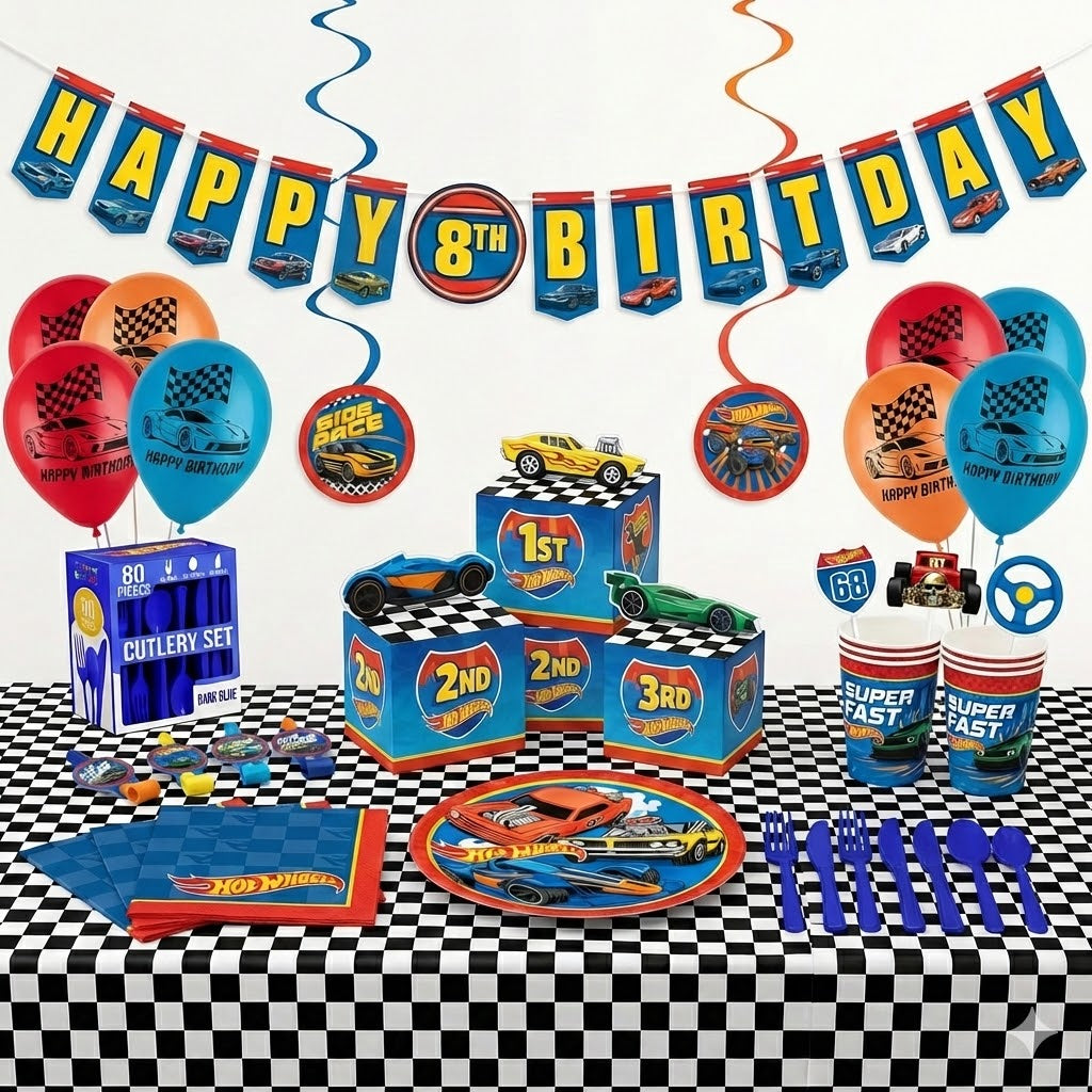 Hot Wheels Birthday Party Deluxe Kit - For 8 Guests