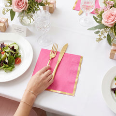 Bright Pink Luncheon Napkins with Hot Stamp - 6.5 in. x 6.5 in.