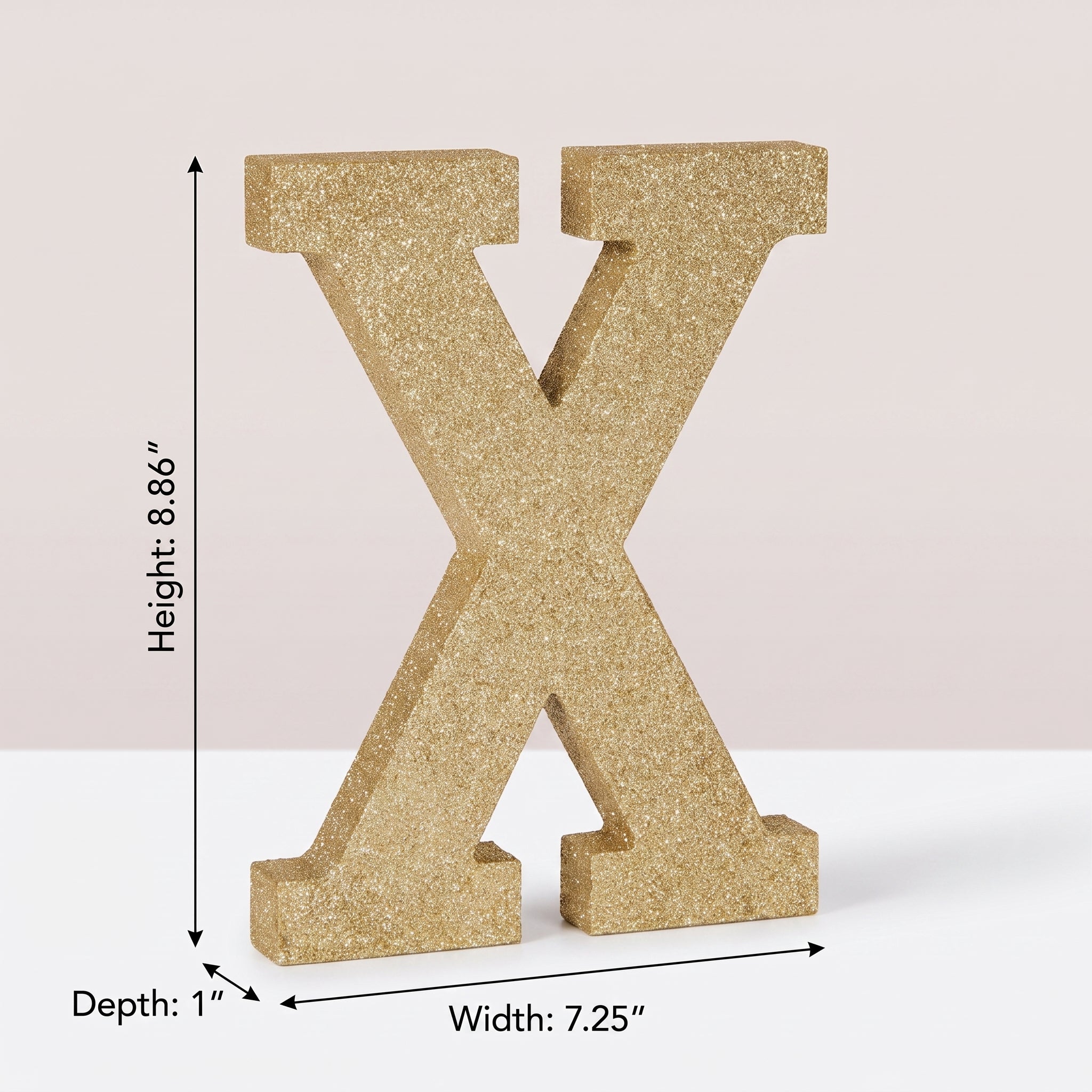 Gold Glitter Letter X Standing Sign Decoration