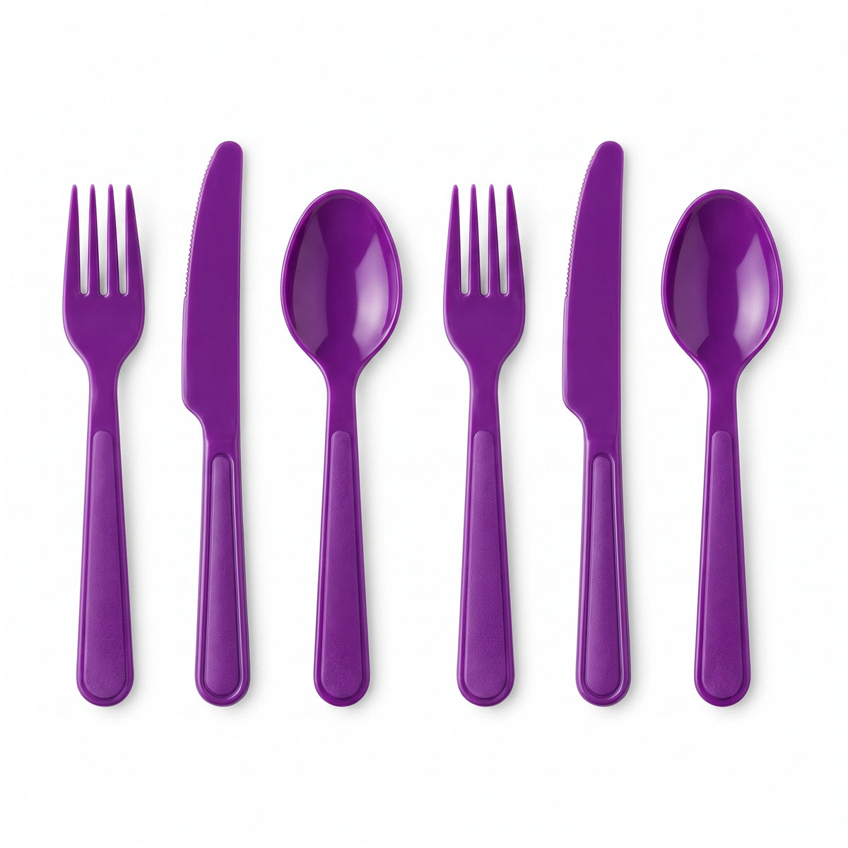 Vibrant Purple Plastic Cutlery Set - Assorted - 7.5 in.