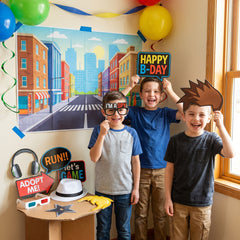 Party Town "Happy Bday" Scene Setter with Props for Kids' Birthday