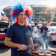 Colorful Crazy Red, White, and Blue Team Spirit Wig