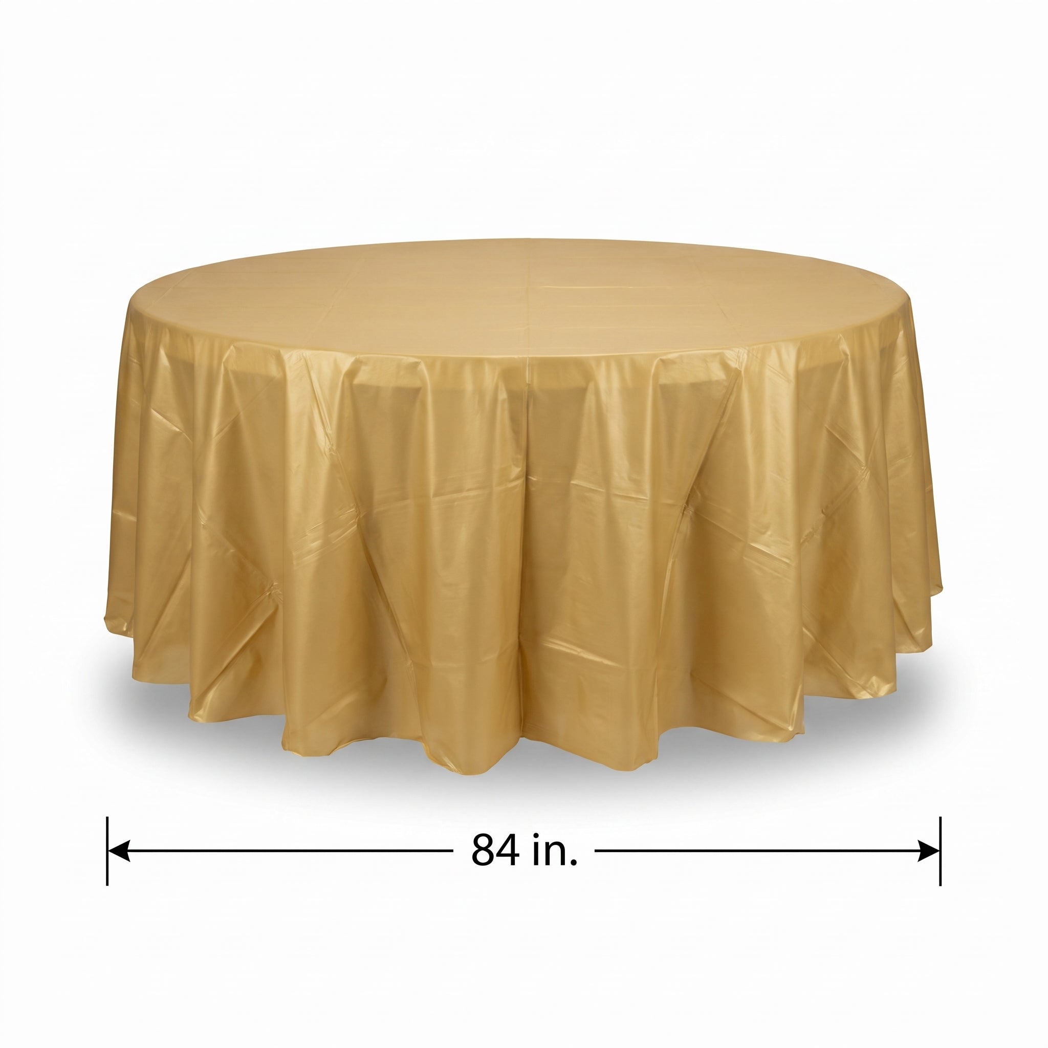 Elegant Gold Round Plastic Table Cover - 84"