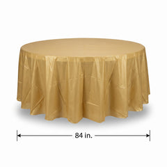 Elegant Gold Round Plastic Table Cover - 84"