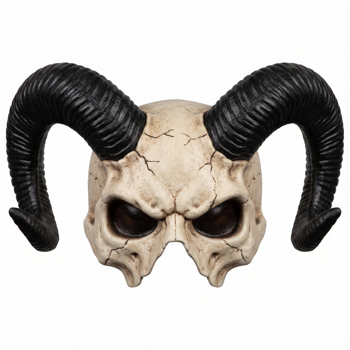 Ram Horned Skull Half Mask - Halloween Costume Accessory