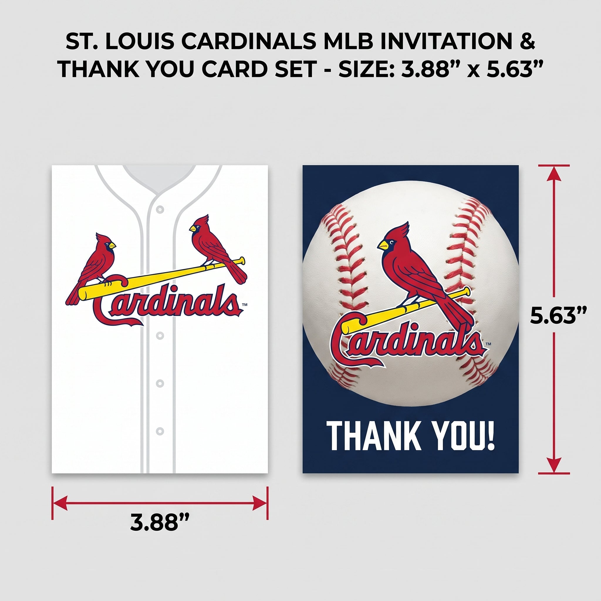 St. Louis Cardinals MLB Invitation & Thank You Card Set