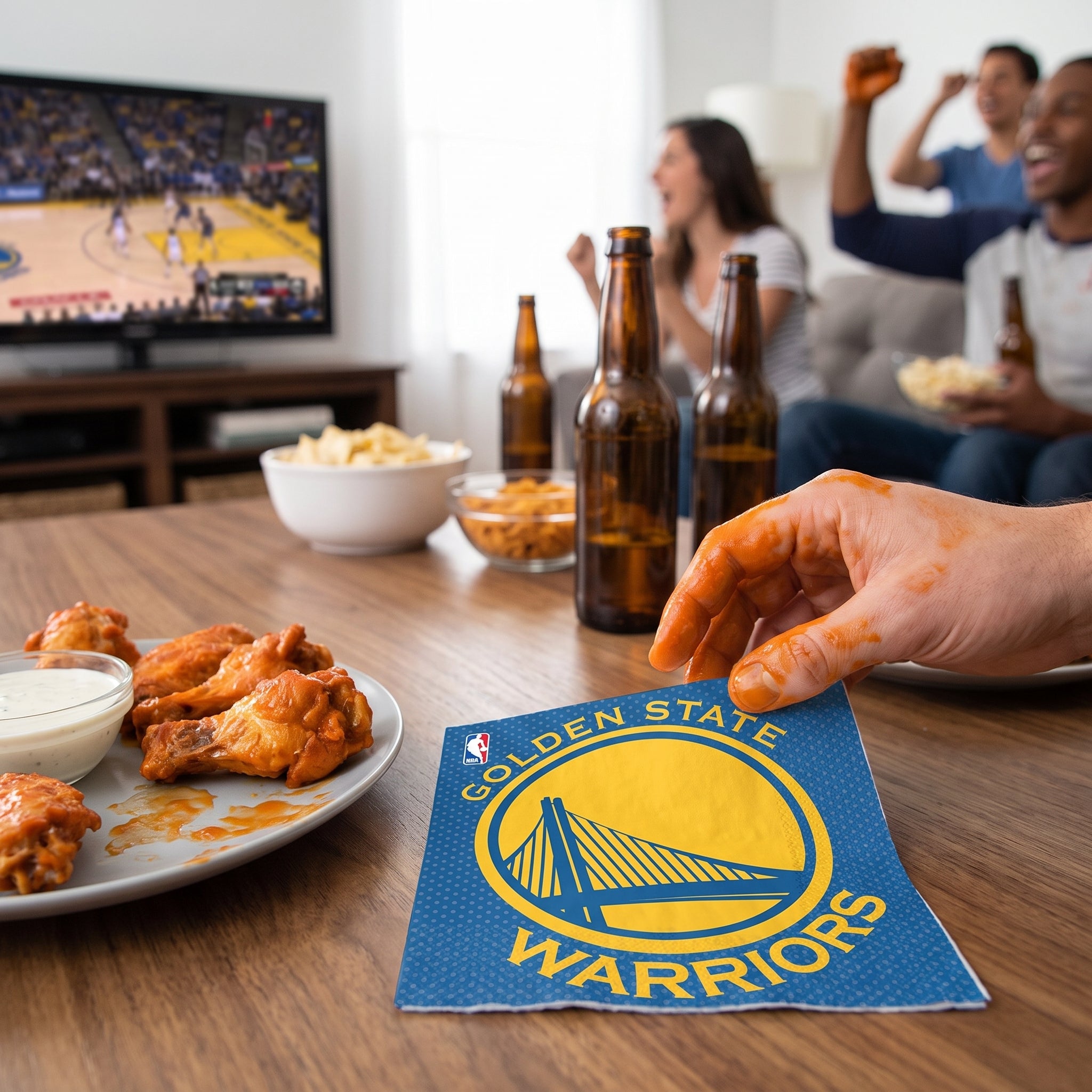 Golden State Warriors Lunch Napkins - 6.5 In. x 6.5 In. - 16 Pack