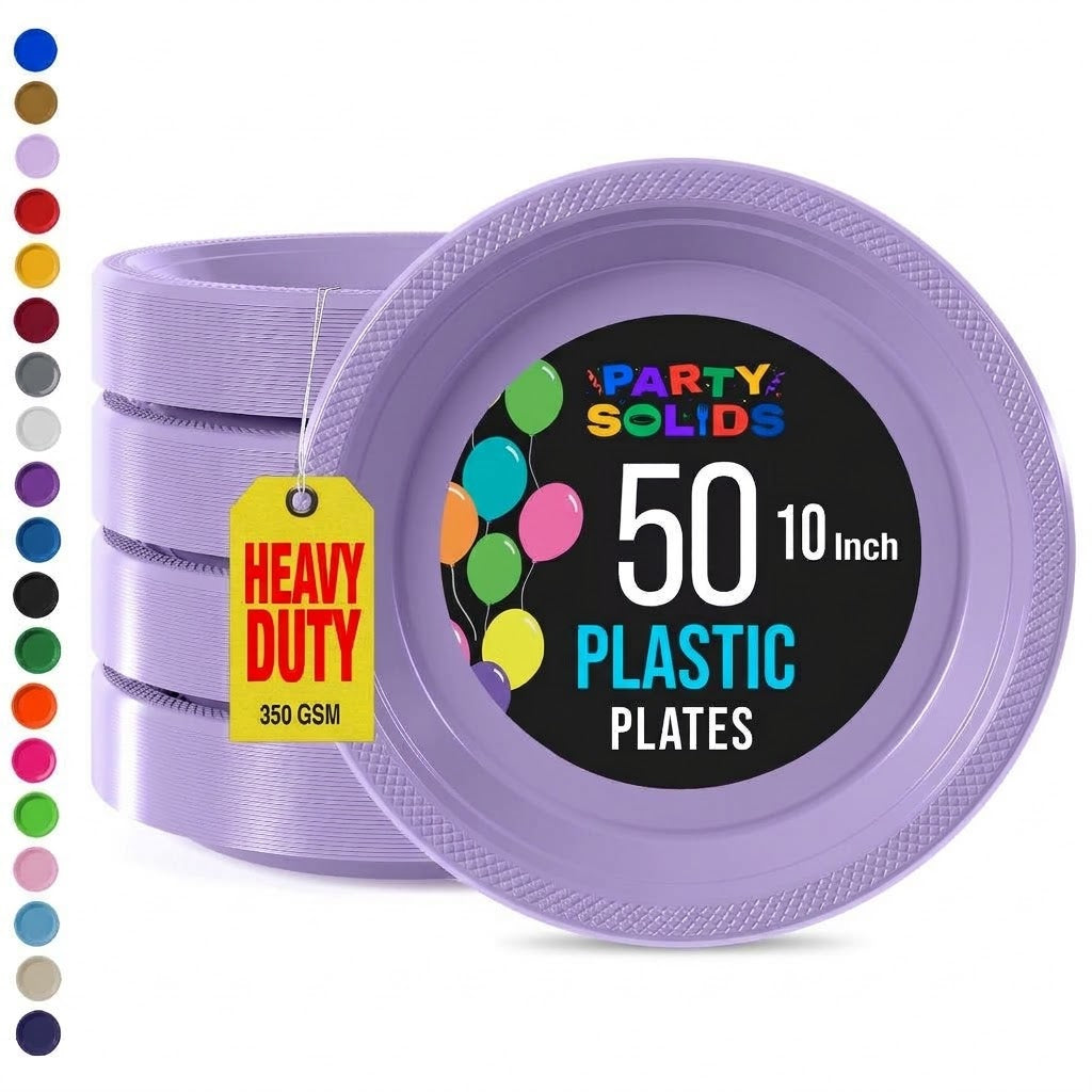 10 in. Lavender Plastic Plates | 50 Count