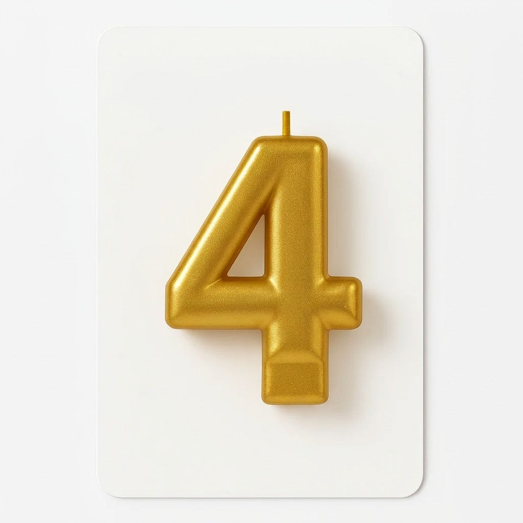 Metallic Gold Number 4 Birthday Candle | 3.25 In.