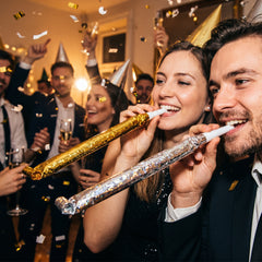 Metallic Gold and Silver Blowout Party Noisemakers, 8-Pack