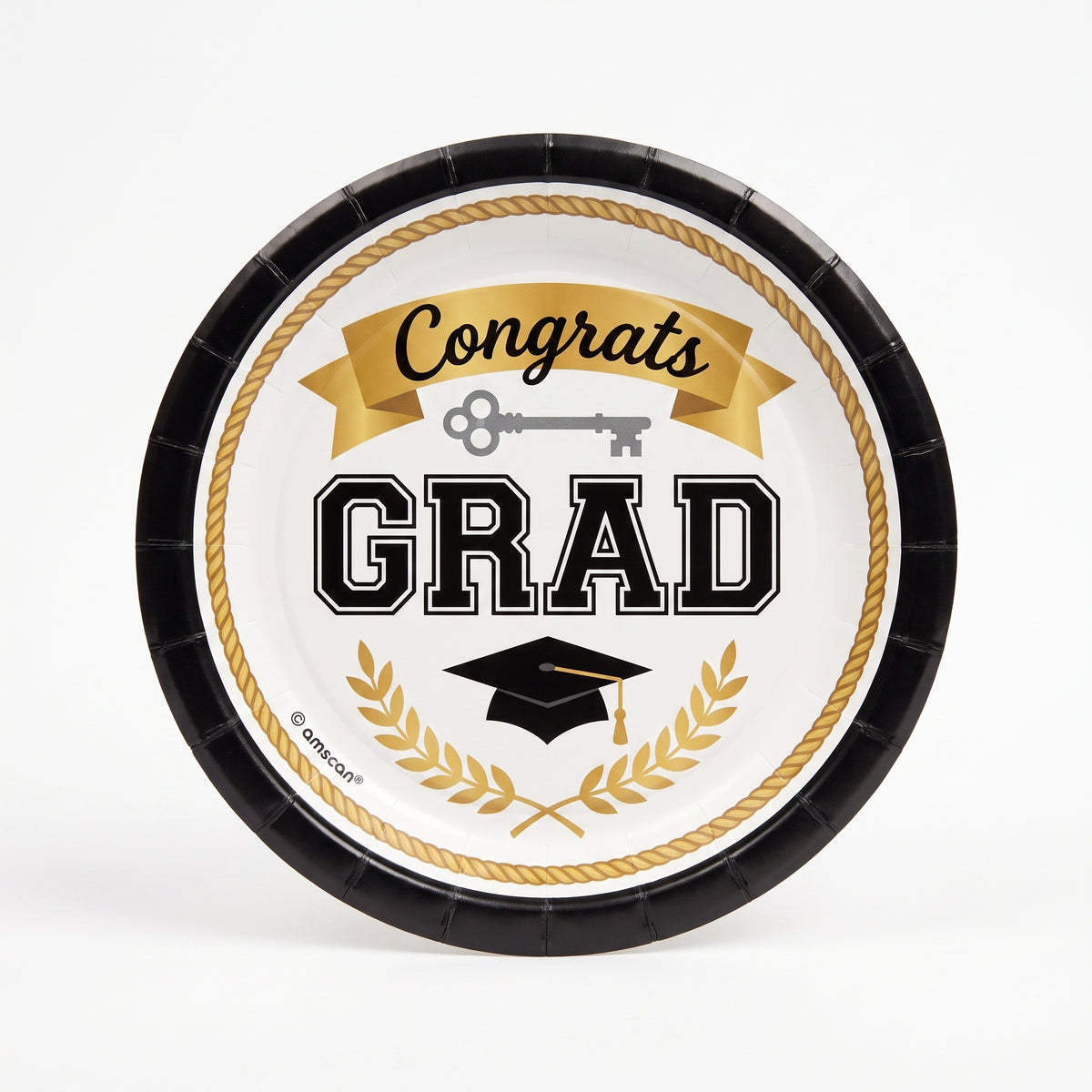 "Congrats Grad" 7-Inch Round Paper Plates - 50 Pack