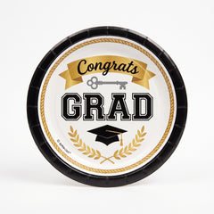 "Congrats Grad" 7-Inch Round Paper Plates - 50 Pack