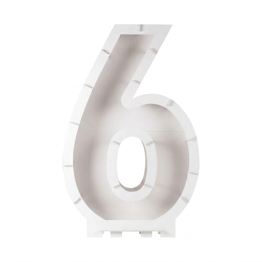 White Number "6" Balloon Mosaic Frame Kit | 33"