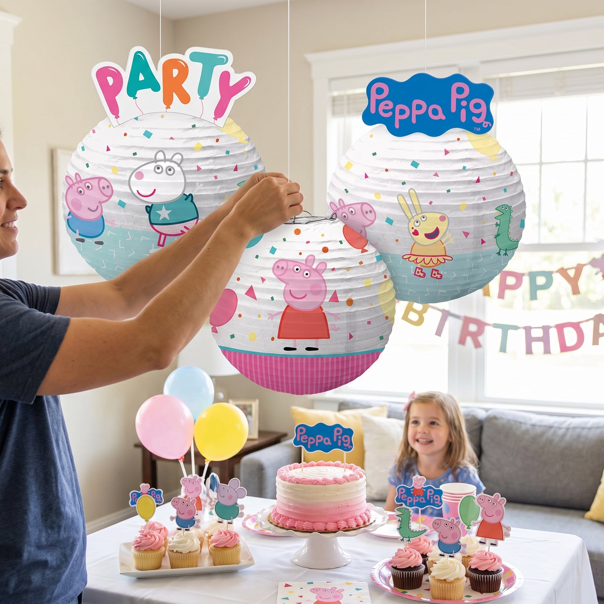 Peppa Pig Paper Lanterns for Kids' Birthday Parties
