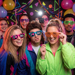 Totally 80s Party Glasses with Fun Printed Lenses, 10-Pack