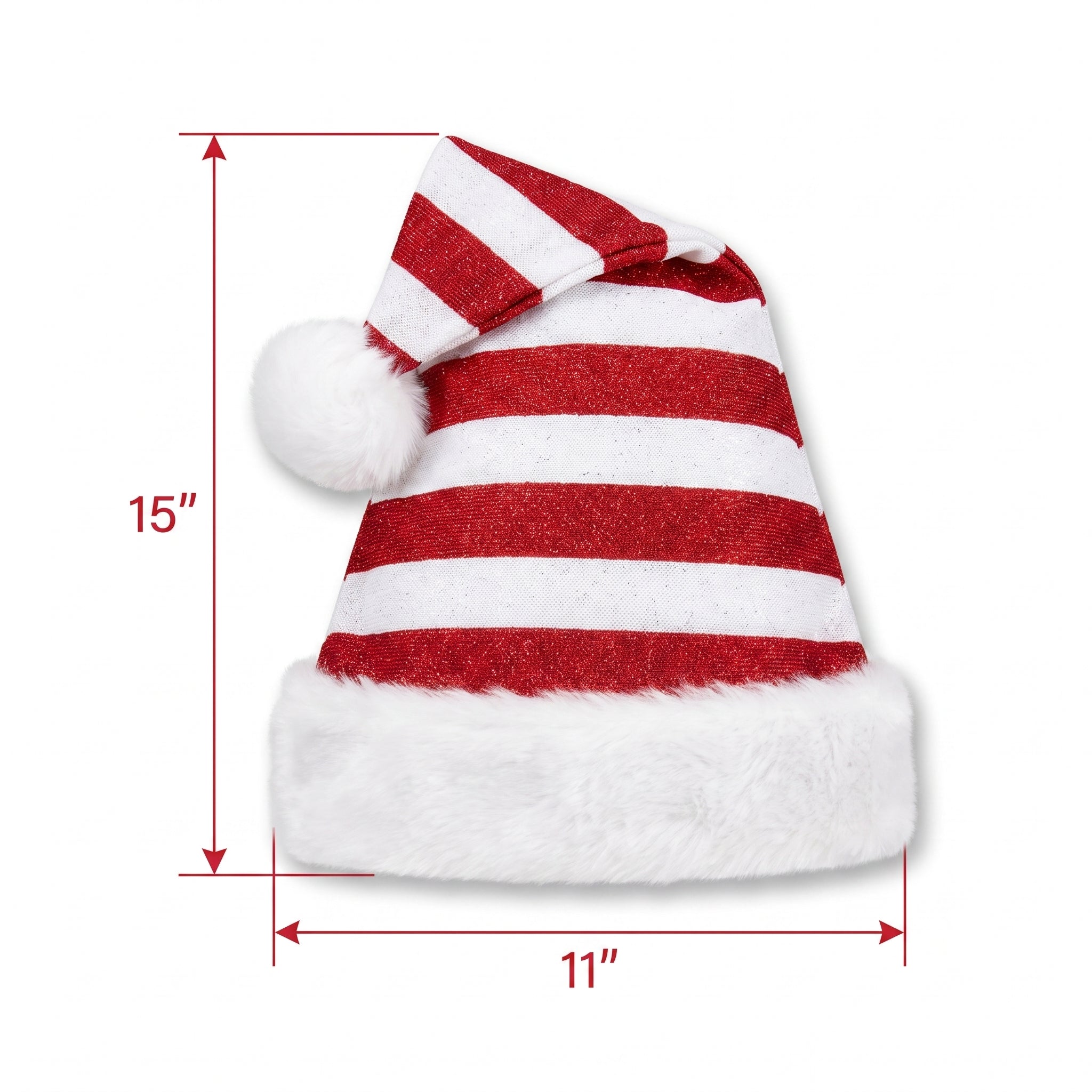 Deluxe Red & White Striped Santa Hat for Christmas