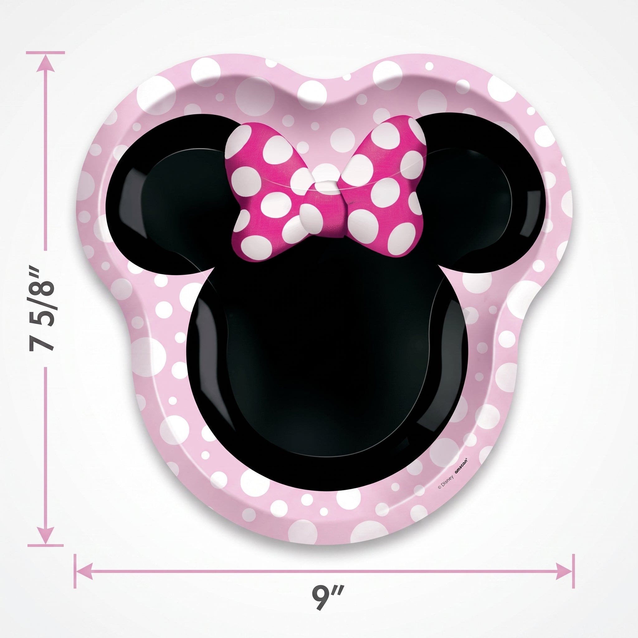 Minnie Mouse Shaped Paper Plates - 9"x7.5", 8 Pack