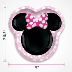 Minnie Mouse Shaped Paper Plates - 9"x7.5", 8 Pack