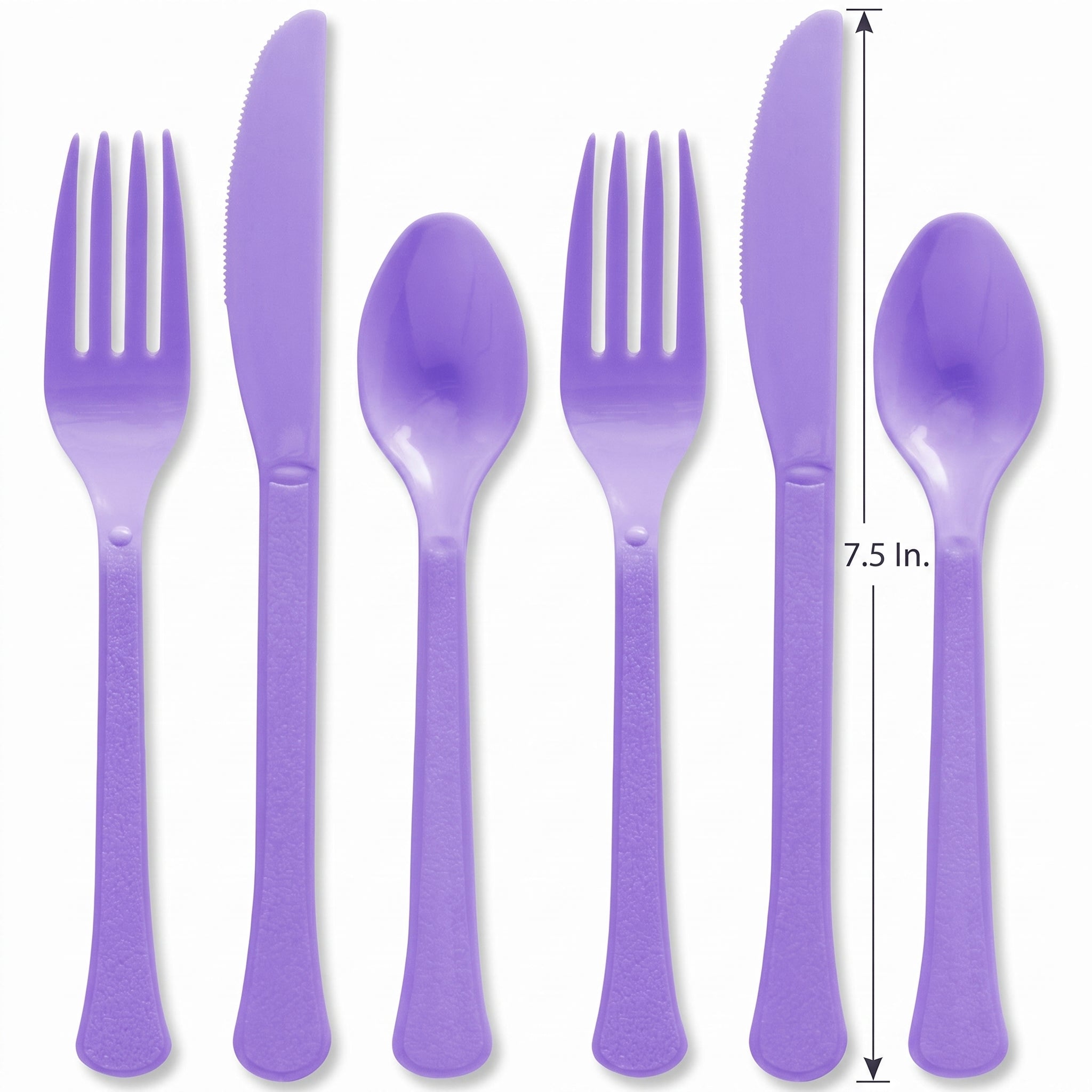 Vibrant Purple Plastic Cutlery Set - Assorted - 7.5 in.